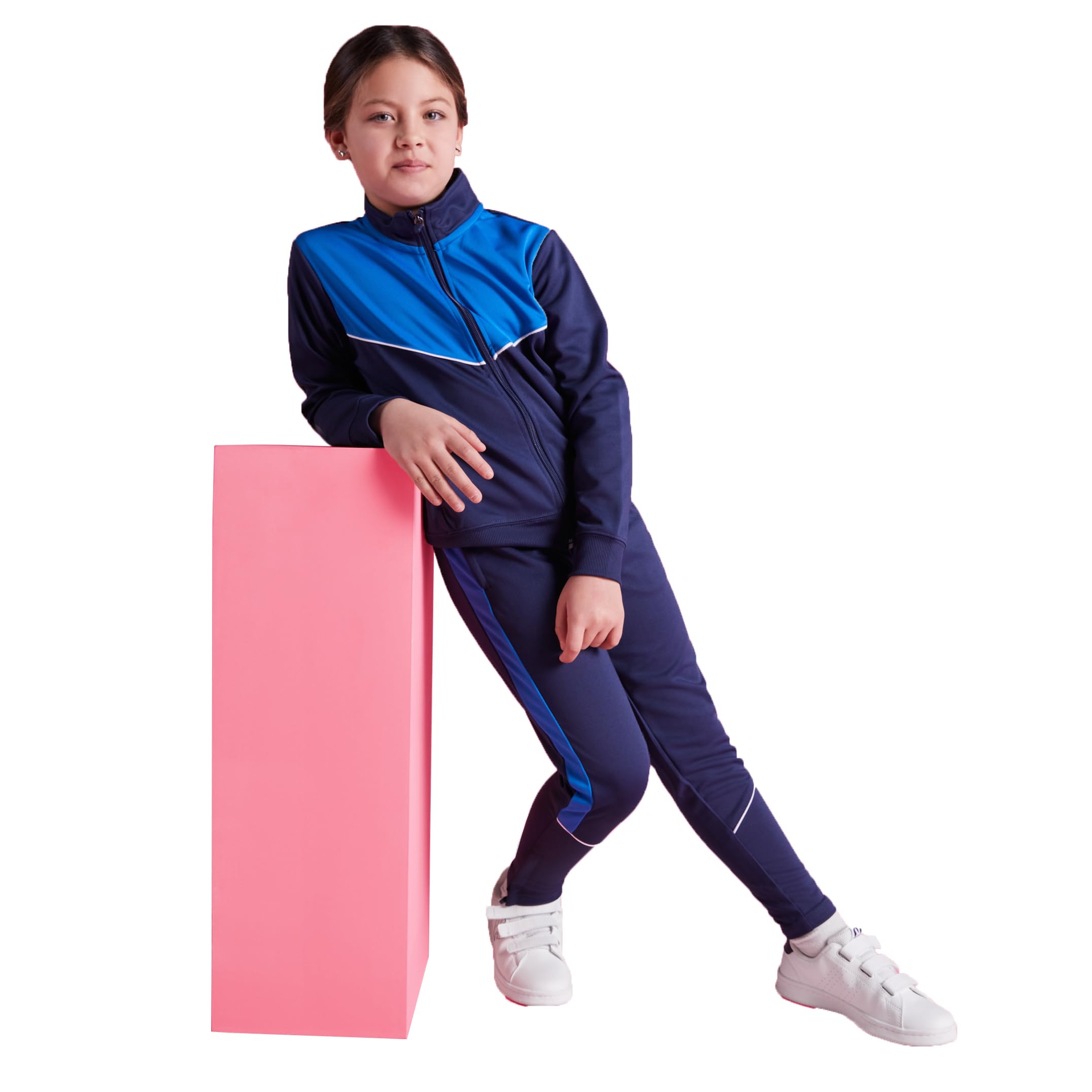 Chándal para niños y niñas - Chaqueta y pantalón de deporte infantil unisex, cremallera central y bajos, bolsillos cordón de ajuste