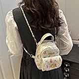 Mini mochila feminina, bolsa pequena leve, acolchoada casual para viagem diária, bolsa escolar fofa, Branco, Small, Bolsa