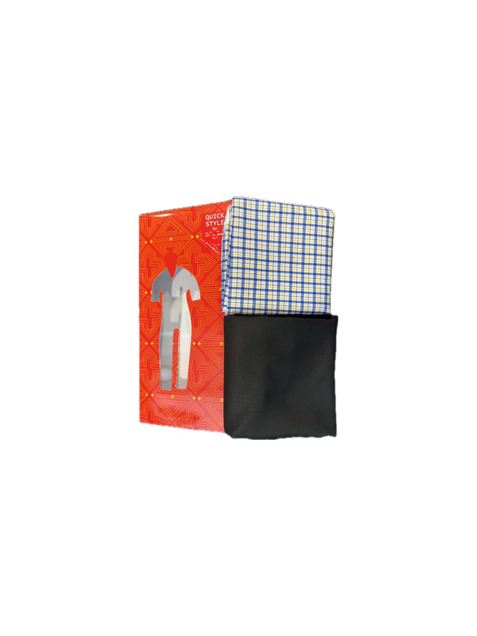 raymond fabrics Trouser Shirt Fabric Combo Box (Unstitched, All Weather Fabric) (YELLOW CHECK SHIRT +BLACK PANT)-picture-11