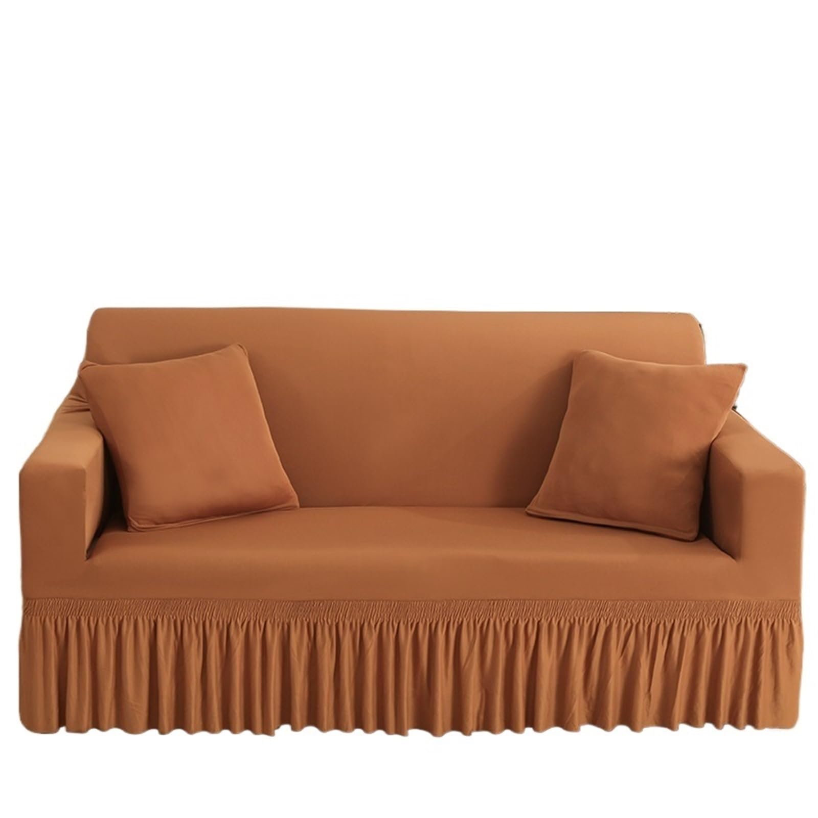CHAKEUZND sofa slipcovers， Sofa And Chair Slipcovers With Skirt Elastic Seersucker Multicolor Multiple Sizes(Brown,3-seater 190-230cm)