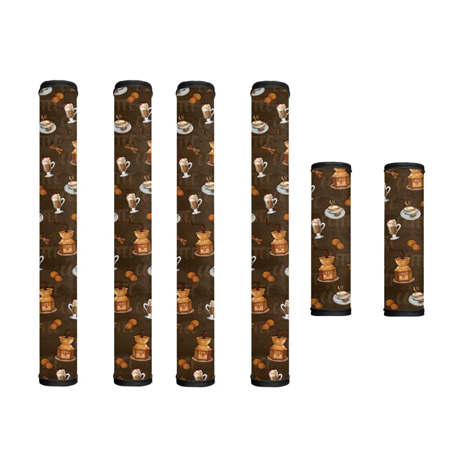 Refrigerator Door Handle Covers Set of 6 Neoprene Kitchen Appliance Handle Anti-Dust Protector for Fridge Microwave Kitchen Cabinet Stove Dishwasher, Coffee Pattern Brown