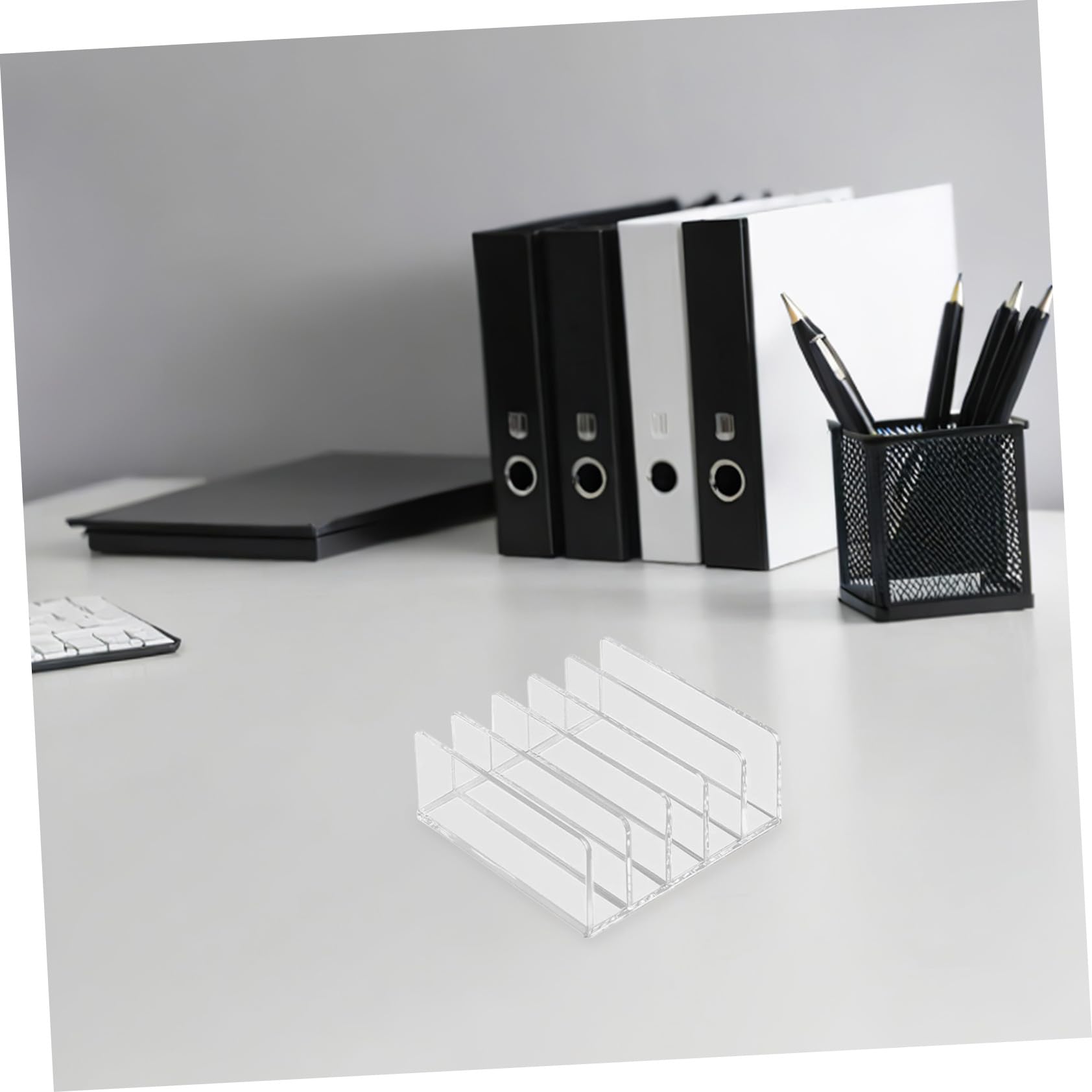 Uonlytech 2 Sztuki Częściowy Akrylowy Organizer Dokumenty z Przegródkami Pionowy Stojak Foldery i Listy Oszczędzający Miejsce Organizer Biurkowy Do Przechowywania Kopert i Papierów