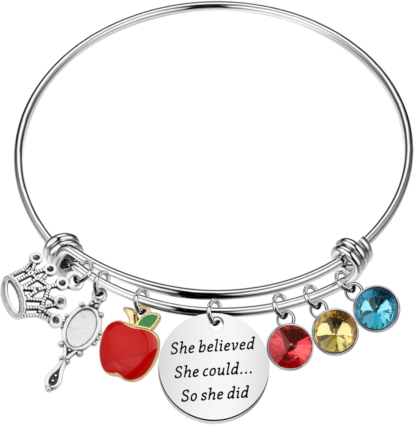 FAADBUK Cartoon Movie Inspired Gift Princess Lover Gift Apple Crown Birthstone Charm Bracelet