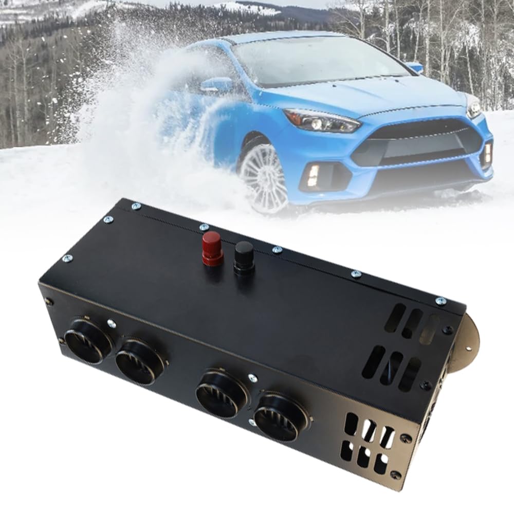 Riloer Riscaldatore Elettrico per Auto, sbrinatore per Camper, 12 V, 600 W-800 W, Ventilatore riscaldatore Portatile, 4 Fori, sbrinatore per Parabrezza, Riscaldamento e Raffreddamento