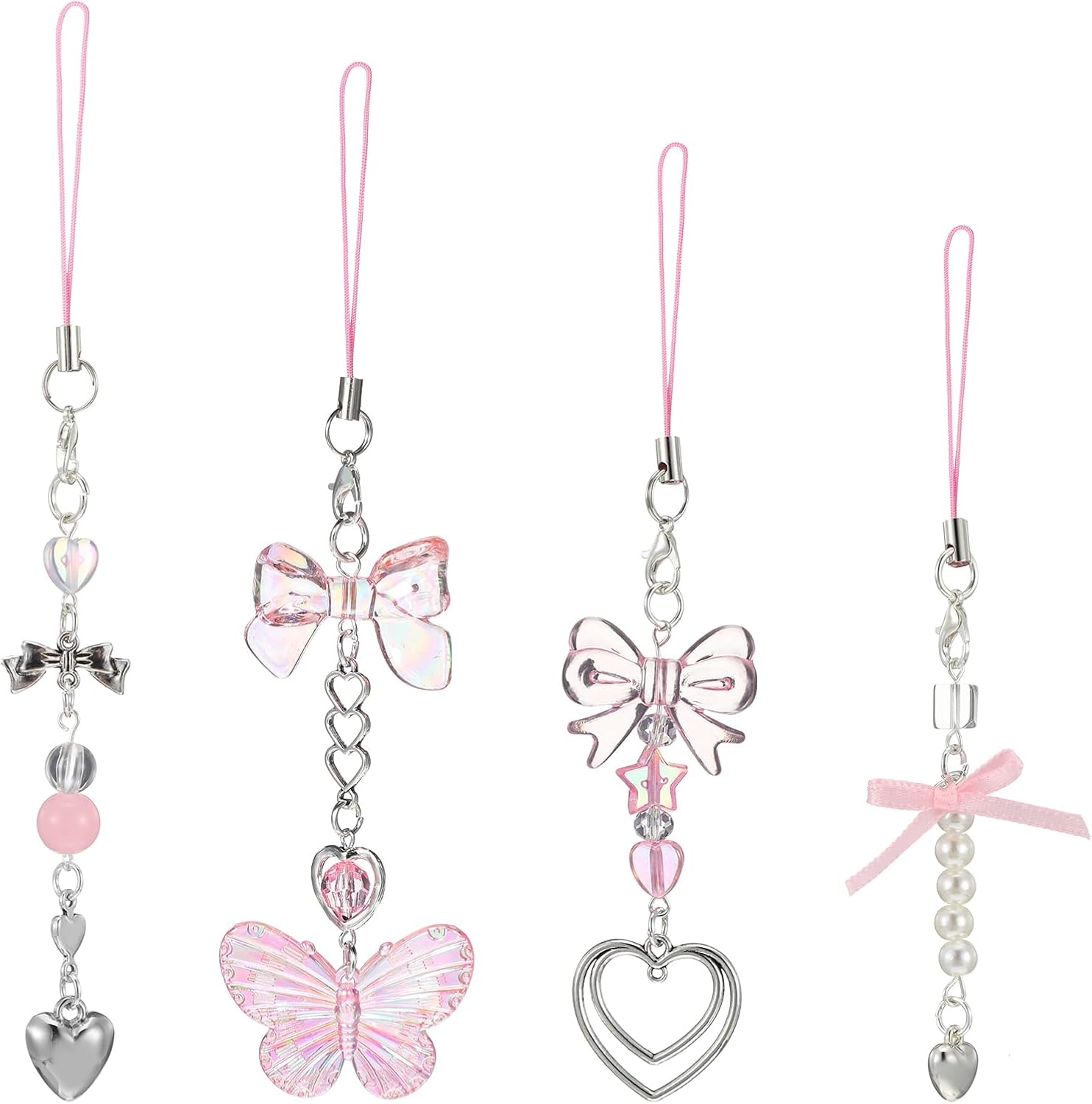 Lusofie 4 Pcs Y2k Phone Charm Pink Phone Charm Y2k Keychain Backpack Charms Phones Strap Charms for Bag Purse Backpack Camera Decor