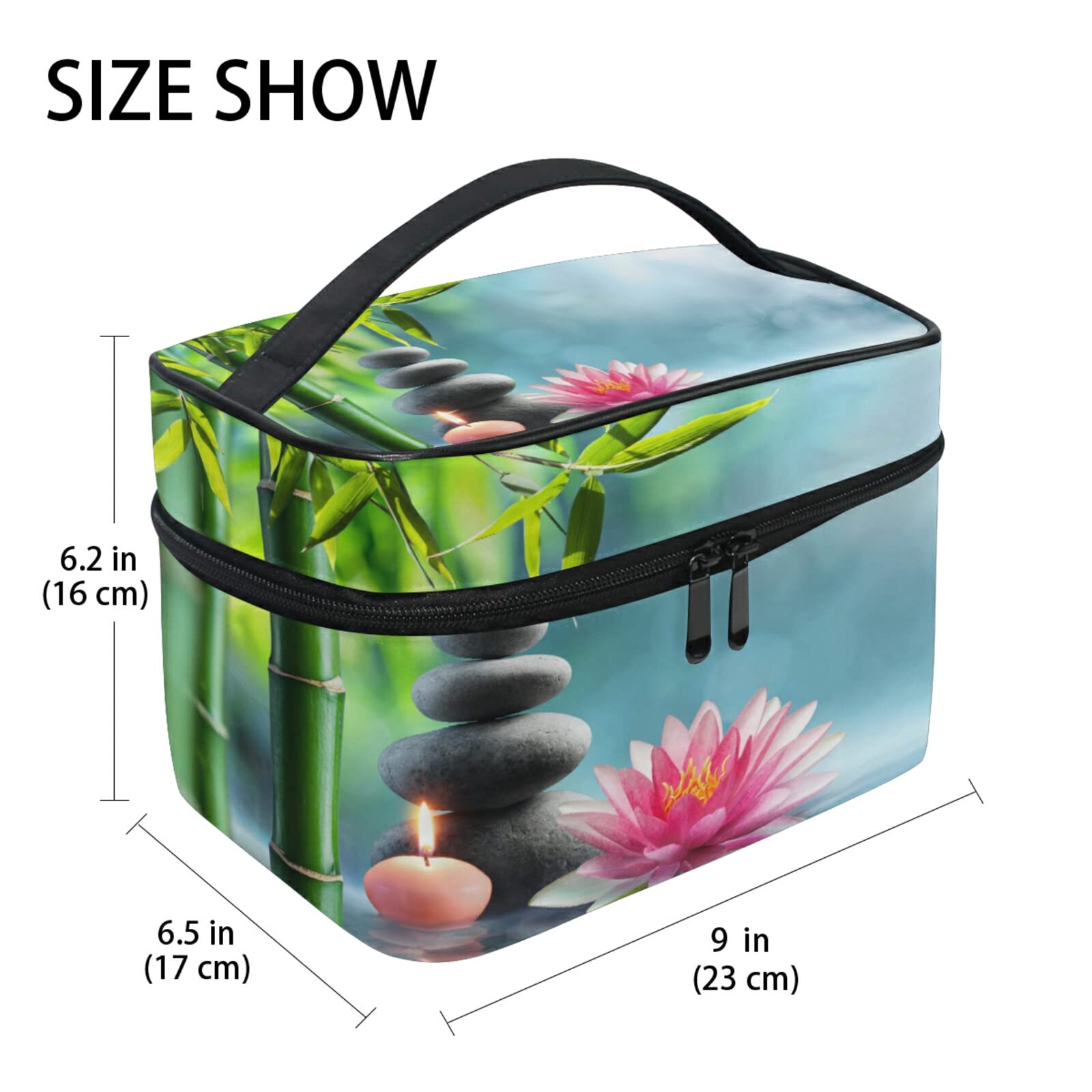 COZYhome Kosmetiktasche Organizer Tasche Japanische Zen Massagestein Make-up Tasche Reise Reißverschluss Kosmetiktasche mit Griff Make-up Aufbewahrungstasche für Mädchen Frauen