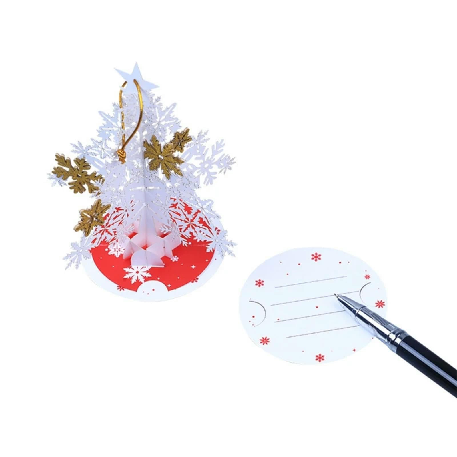 3D Popup Karten Weihnachten Schneeflocke Baum Grußkarte mit Umschlag für Neujahr Hochzeit Verlobung Einladung Postkarten