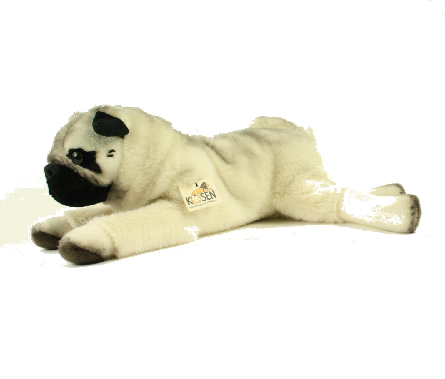 Teddys Rothenburg Kösen Mops 41 cm liegend beige/schwarz Stoffmops Plüschhund Kuscheltier