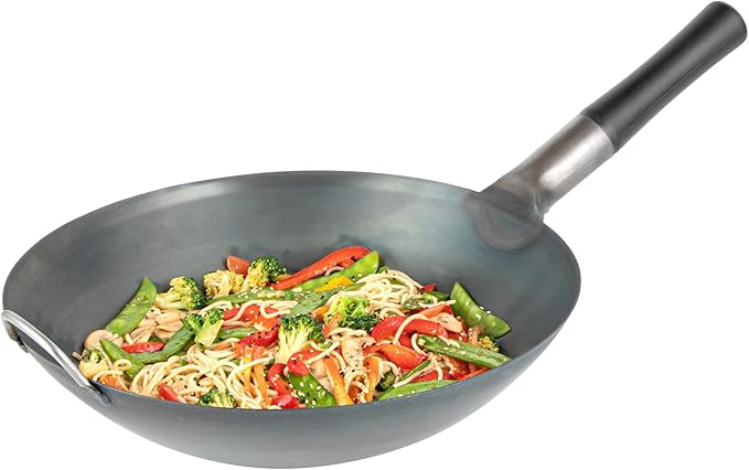 Wok de Acero al Carbono Restaurantware 14 Pulgadas Negro miniatura 12
