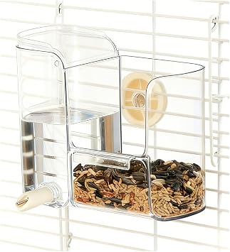 Bird Feeder for Cage, 2 in 1 Bird Food and Water Dispenser for Budgie Parakeet Cockatiel Conure Lovebirds Finch Canaries