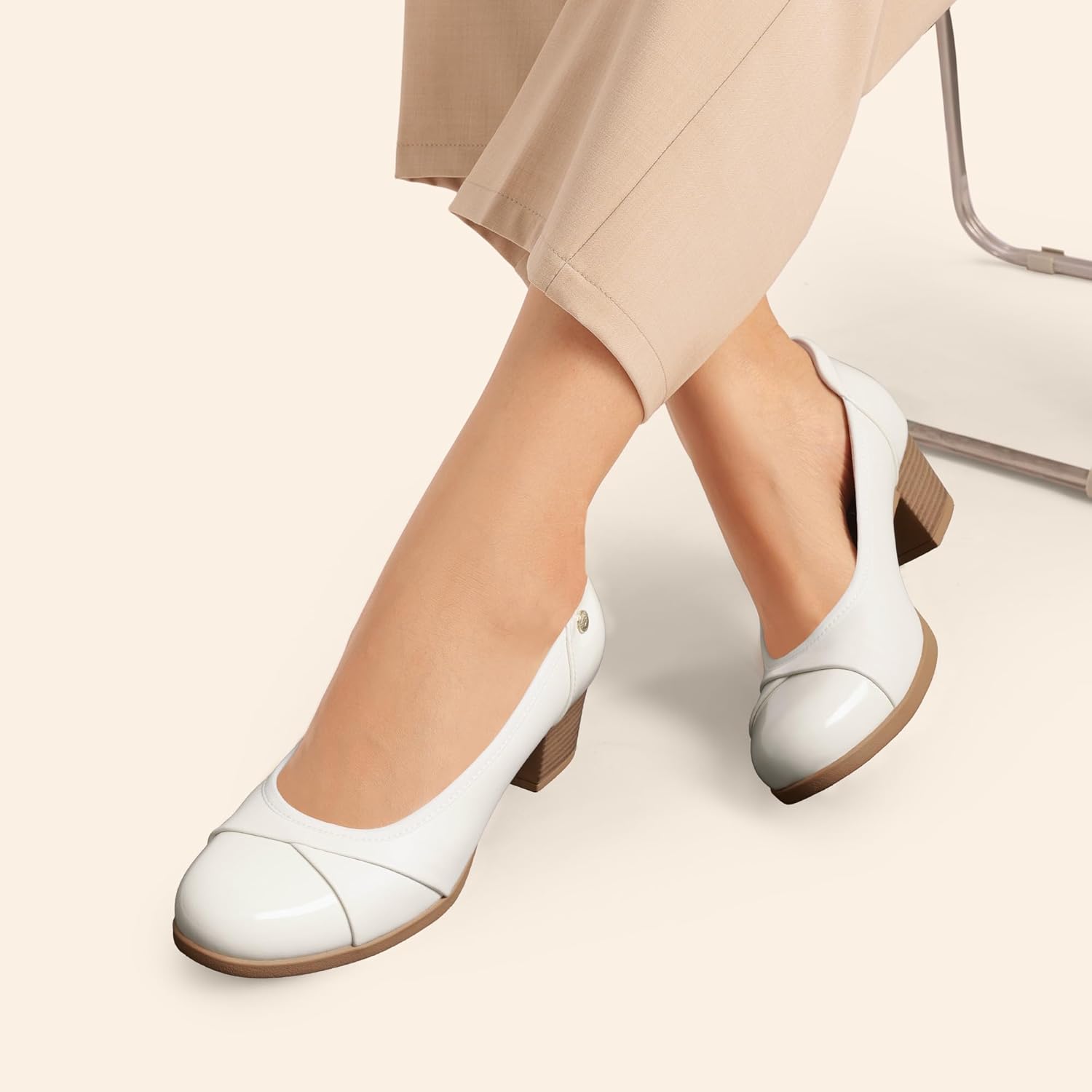 DREAM PAIRS Women's Pumps Low Chunky Block Closed Toe Shoes Work Comfortable Heels Round Toe Dress - Image 2