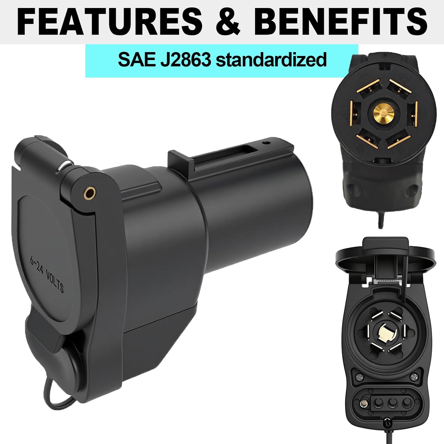 Multi Tow Trailer Adapter 7 Pin to 4 Pin Trailer Plug Adapter,Trailer Light Wiring Adapter, 7 Way Vehicle-Side Connector to Dual-Output 7 Blade & 4 Flat Trailer Socket