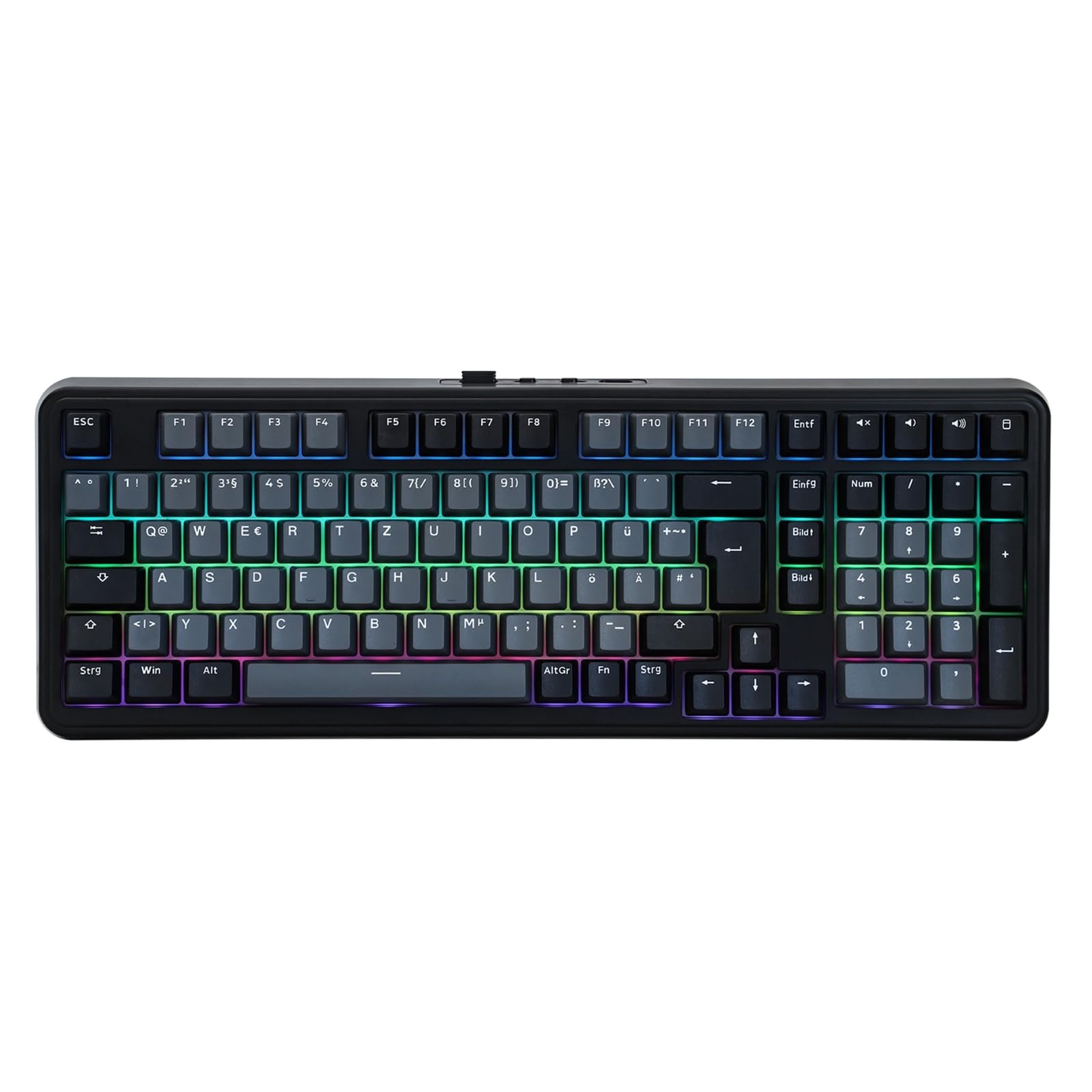 EPOMAKER TH99-ISO-DE German Layout QWERTZ Mechanical Keyboard Wireless, 96% Gaming Keyboard with Numpad, Hot-Swap, RGB, Gasket, BT/2.4G/USB-C, Programming Software (Black, Sea Salt Silent V2)