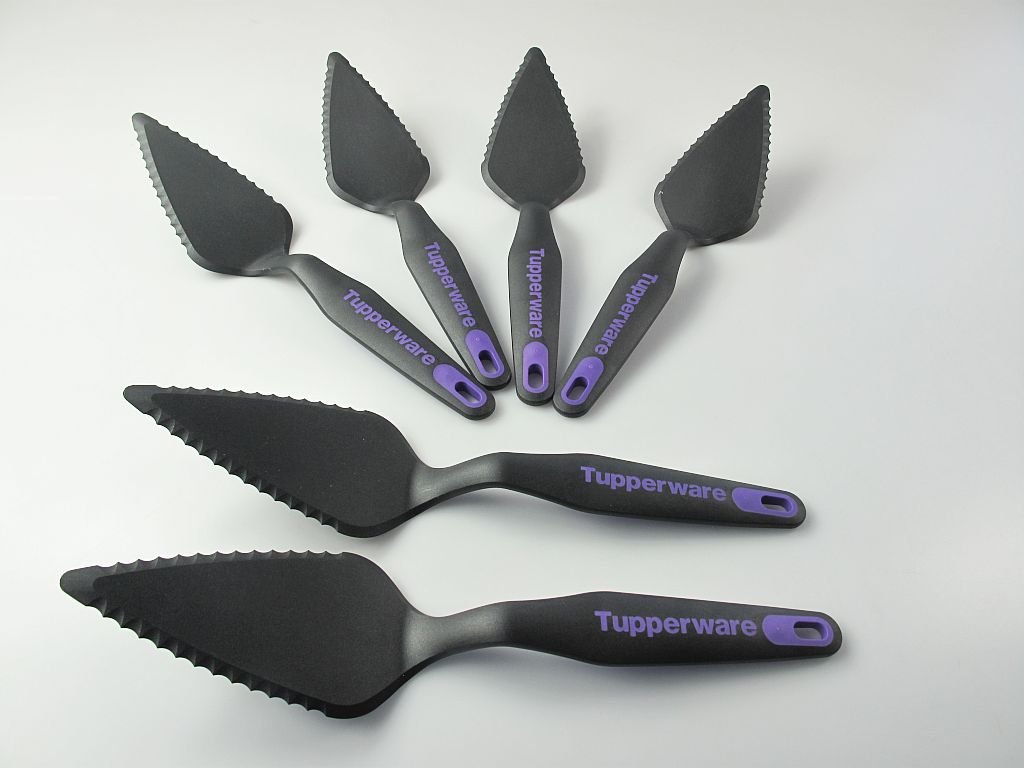TUPPERWARE Griffbereit Tortenstück (6) schwarz-lila D163 Heber TOP-Tortenheber