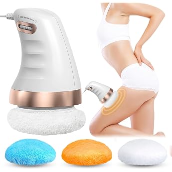 Electric Cellulite Massager Anti Cellulite Massager with 3 Colours Interchangeable Fabric Head for Abdomen Legs Cellulite Massage Lipedema Massager for Skin Lifting Tightening and Smoothing