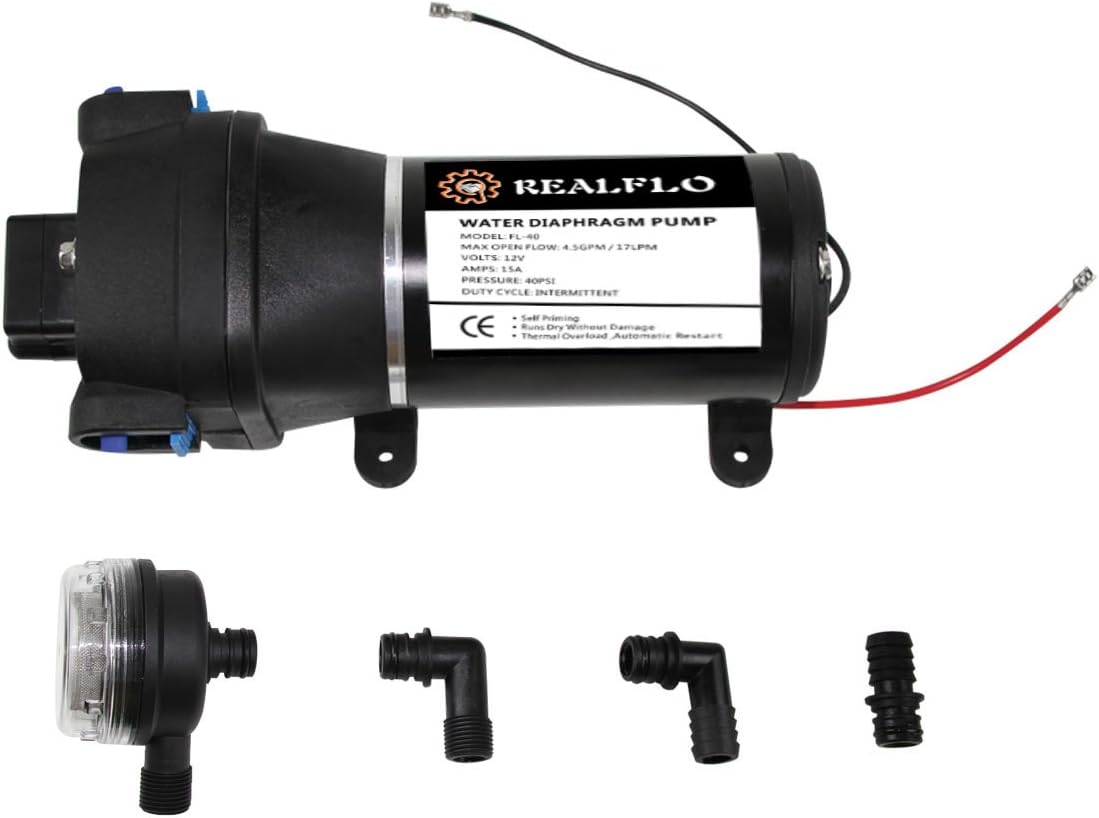Upgrade 12V Self Priming Water Pressure Diaphragm Pump 4.5GPM 17L/min 40Psi Caravan/RV/Boat/Marine(Ship from USA, Tax Included)