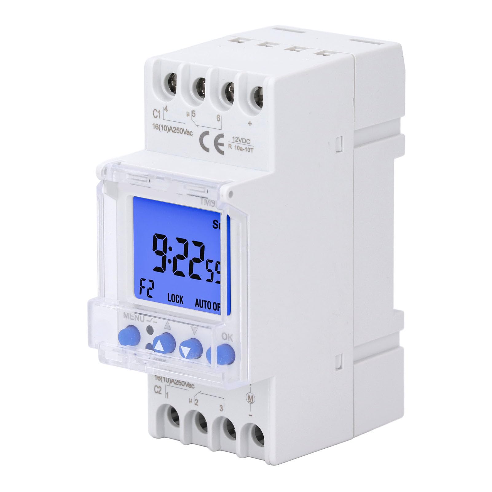 Yinhing 24 Hours 7 Days Programmable Timer Switch for DIN Rail 2 Channel Design With 8 On/Off Settings 16A 12VDC Timed Control Module for Efficient Au Tomation And Home Management