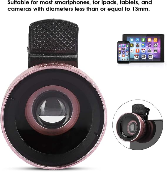 2 in 1 Phone Lens Professional, 0.45X Super Wide Angle and Macro Lens Clip On Cell Phone Lenses Compatible with Android Mobile Phones/Tablets/Camera