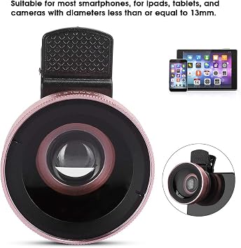 2 in 1 Phone Lens Professional, 0.45X Super Wide Angle and Macro Lens Clip On Cell Phone Lenses Compatible with Android Mobile Phones/Tablets/Camera