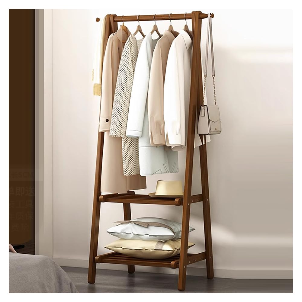 Portant à vêtements en bois contre le désordre avec 2 étagères de rangement 160cm