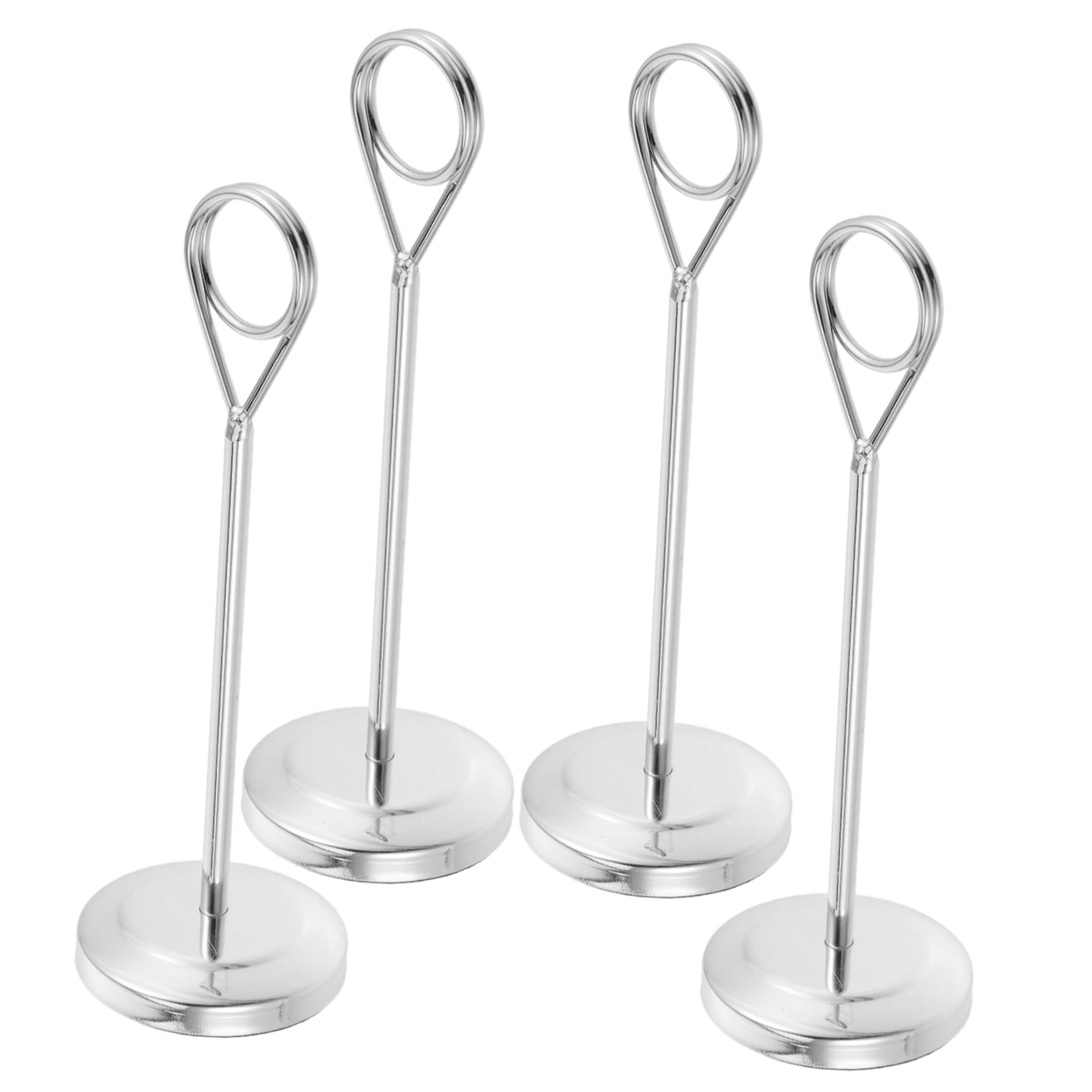 Porte-cartes de Table Hauts 4 Pièces en Acier Inoxydable Argenté 15 Cm