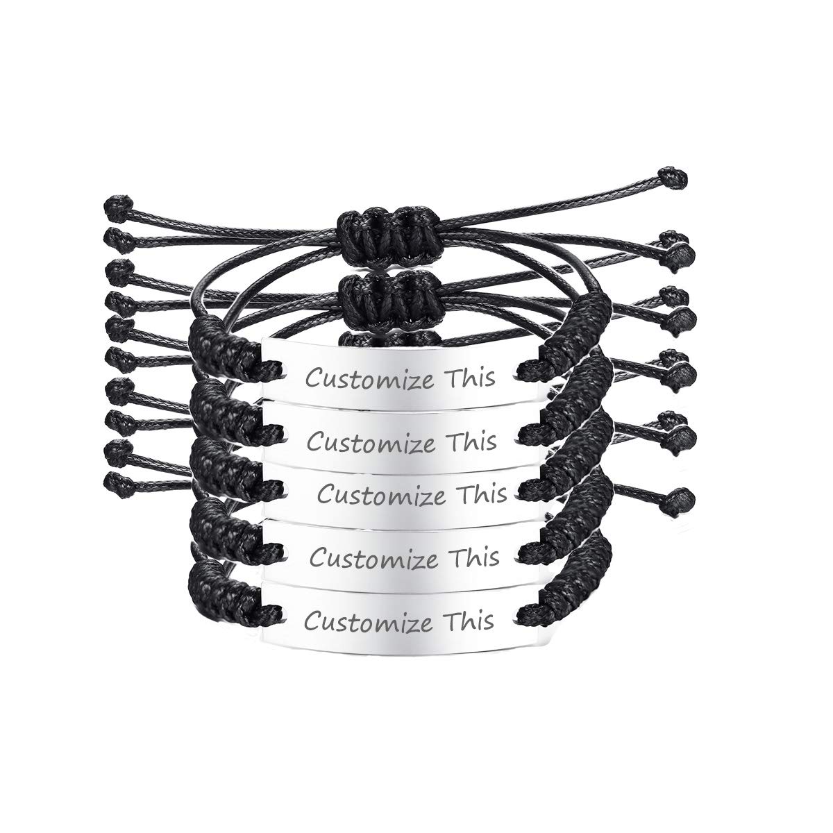 VNOXCustomize Friendship Bracelet for 2/3/4/5 Handmade Braid Rope Stainless Steel ID Adjustable Bracelet