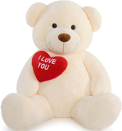 Miniatura 48 de Oso de peluche gigante de 52 pulgadas, animal de peluche grande con corazón, oso de peluche marrón grande para niños, regalo de San Valentín