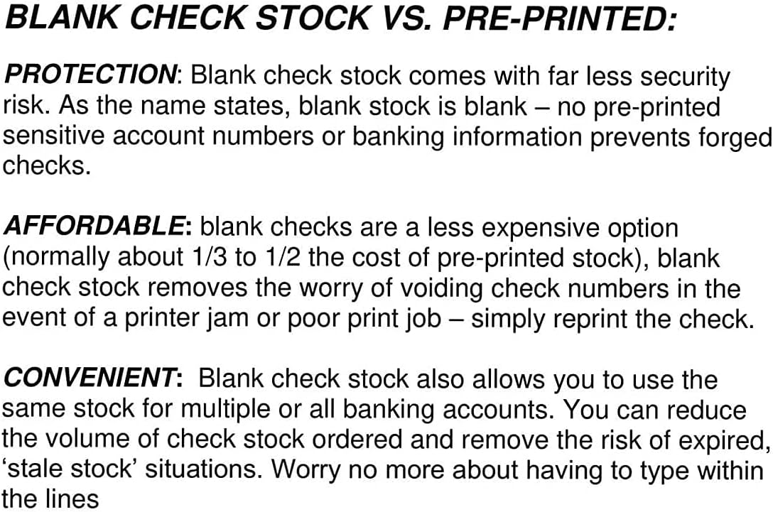 200 Blank Check Stock-Check on Top-Blue Marble Pattern-Compatible with Quickbooks*,Quicken,Versacheck and More-(200 Laser Security Sheets-8.5''x11'' #24)-Made in USA with Pride! : Industrial & Scientific