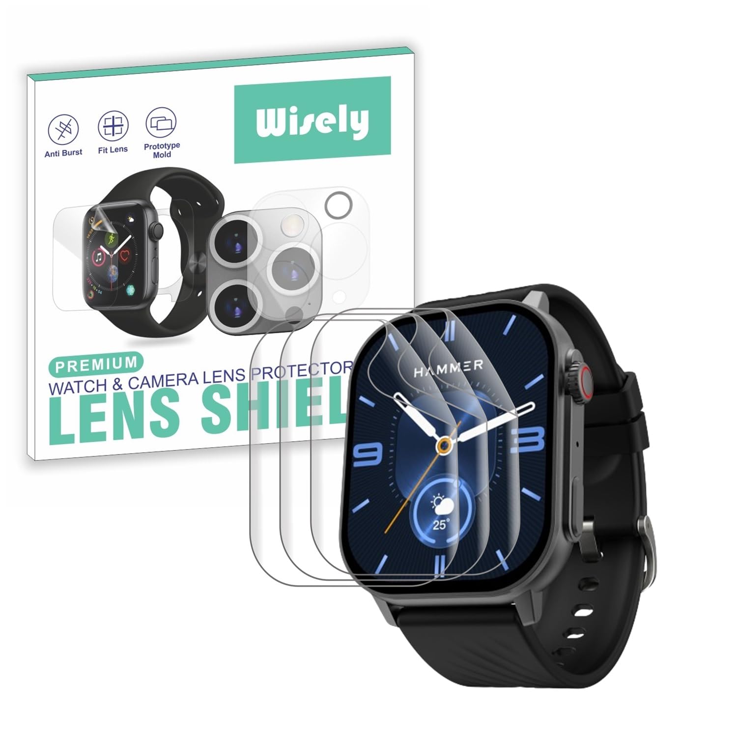 Wisely |3pcs| Screen Guard Protector For Hammer Arctic Smartwatch |2.04"| Bubble Free, Easy installation kit, Clear HD, Full Cover (B0CQ8MBMZJ) Amazon Price History, Amazon Price Tracker