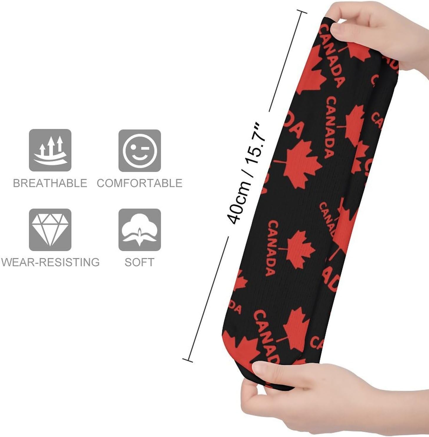 Canada Flag Maple Knee High Socks Casual Long Stockings Over Calf Sock Tube for Women Men