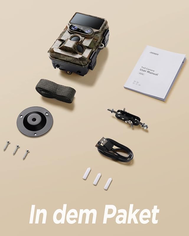 iZEEKER iG600 Vadkamera WLAN Dupla Lencsés 4K 60MP - Éjjellátó, Mozgásérzékelős, 0,1mp Indítási Idő, 120° Érzékelési Szög, 32GB SD Kártyával