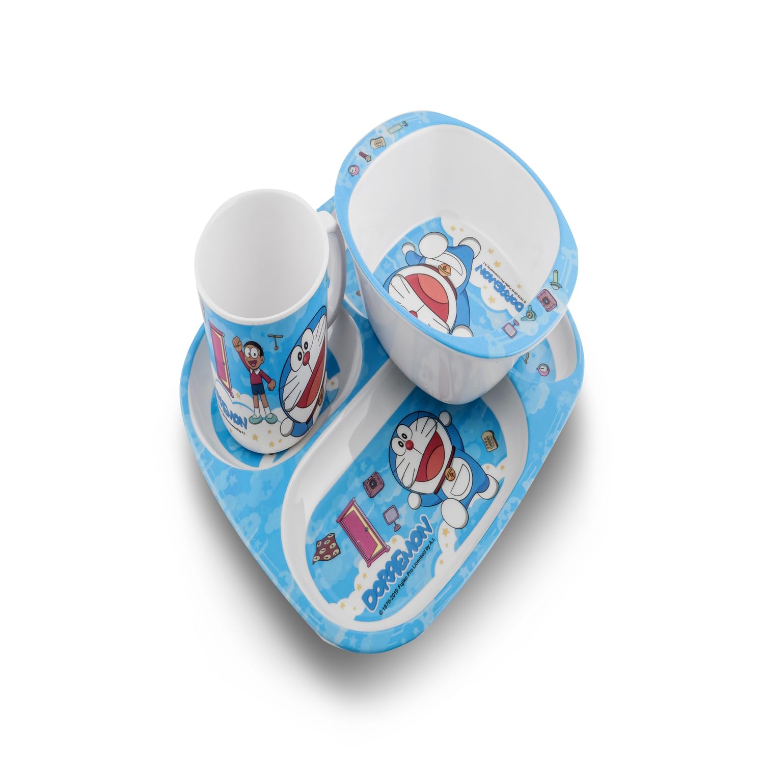 Superware Doraemon Sky Melamine Kids Dinner Set of 3 - Plates Bowls & Spoon-image-30