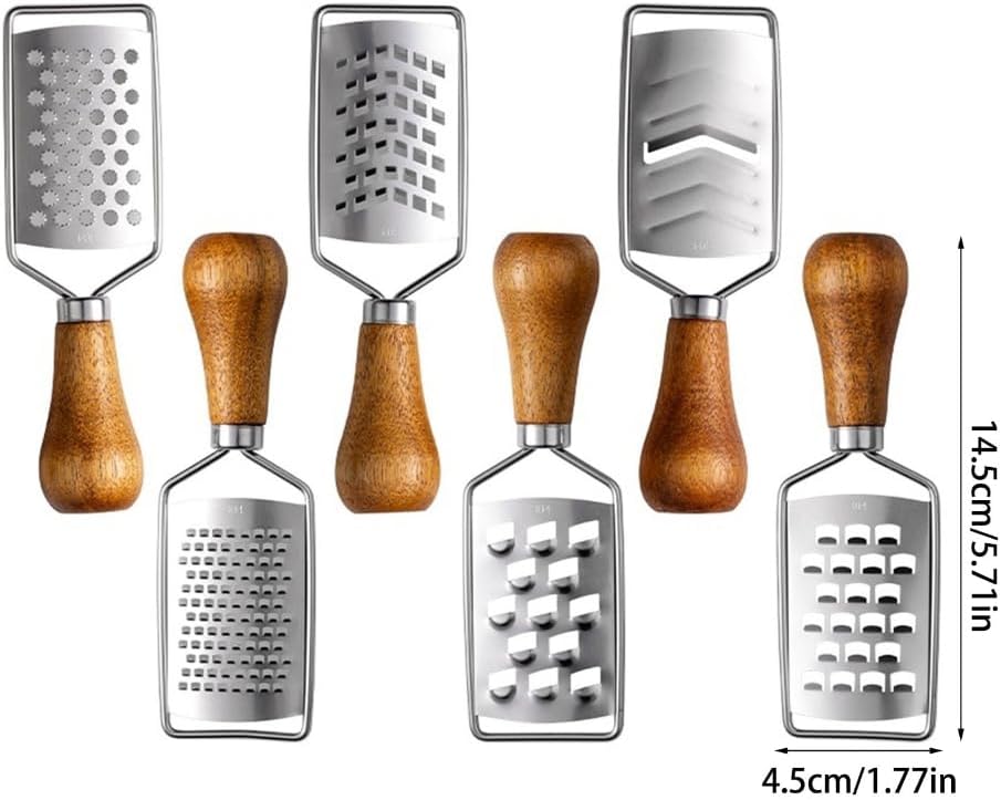 Steel Mini Cheese Grater Wood Handle Compact Space Saving Shredding Kitchen Tool