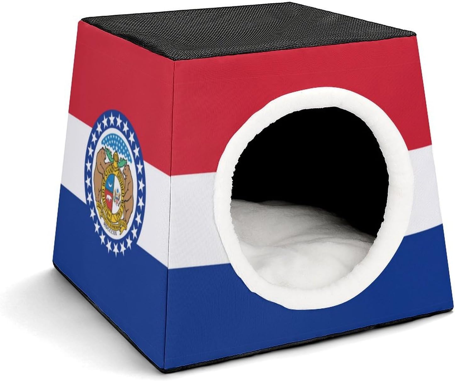 Missouri State Flag Cat House for Indoor with Spacious Cat Nest