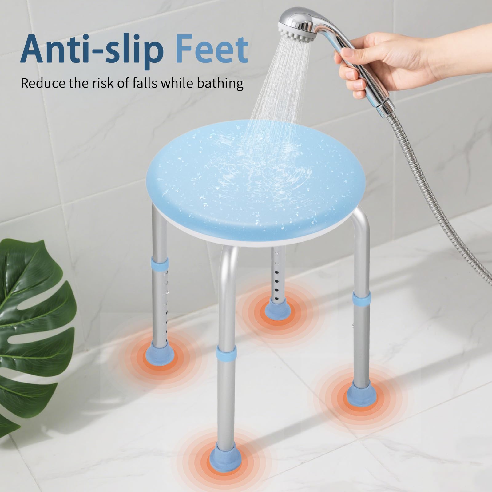 FSA/HSA - Silla de ducha giratoria ajustable para ducha interior, asiento de ducha para bañera interior, banco de baño, silla de baño para ancianos y discapacitados (azul)