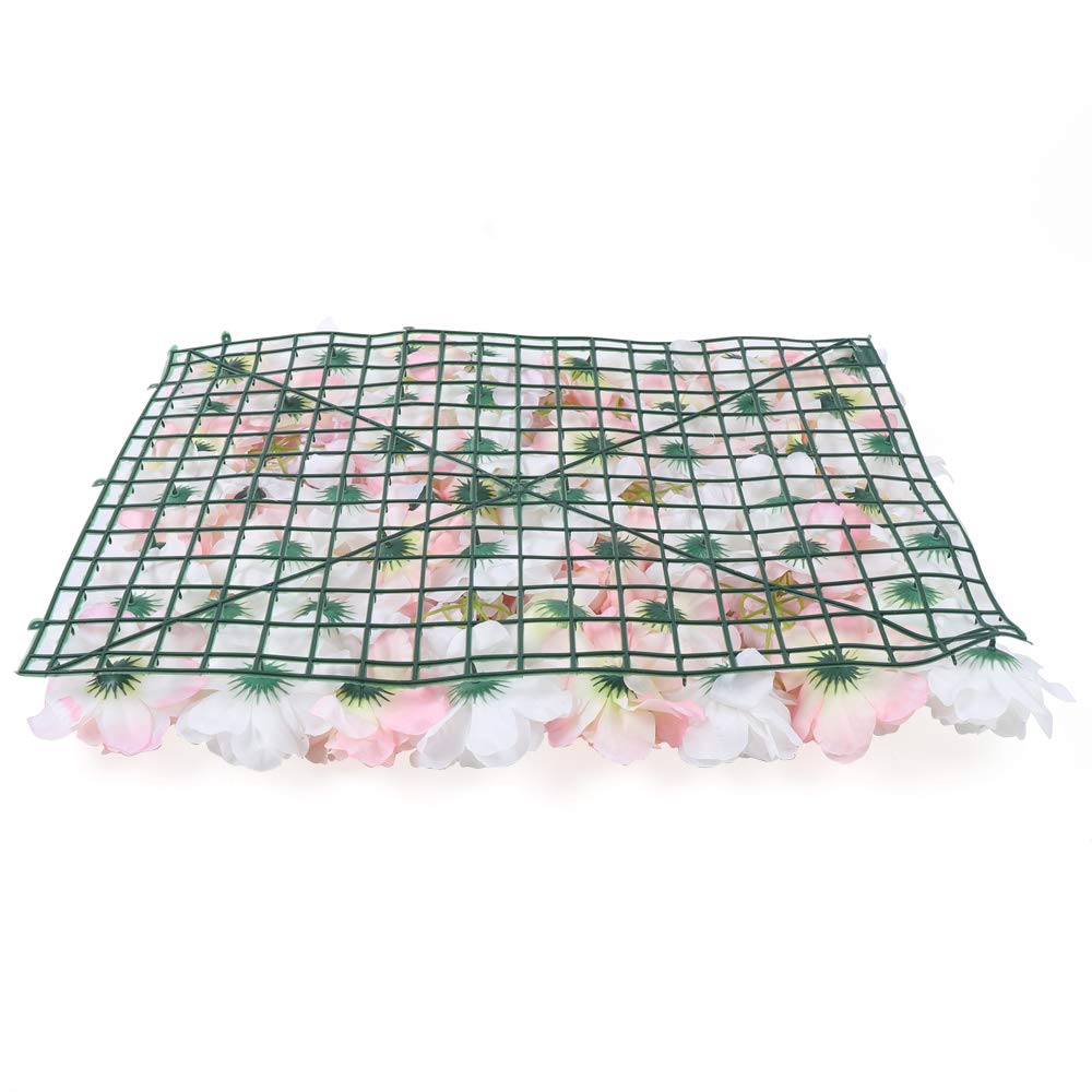 12 Stücke Künstliche Blumenwand Panel 60×40cm, DIY Seidenblumen Kunstblumen Wanddekorationskulisse für Hochzeit Dekor Party Hintergrund (Hellrosa+Weiß Rose)