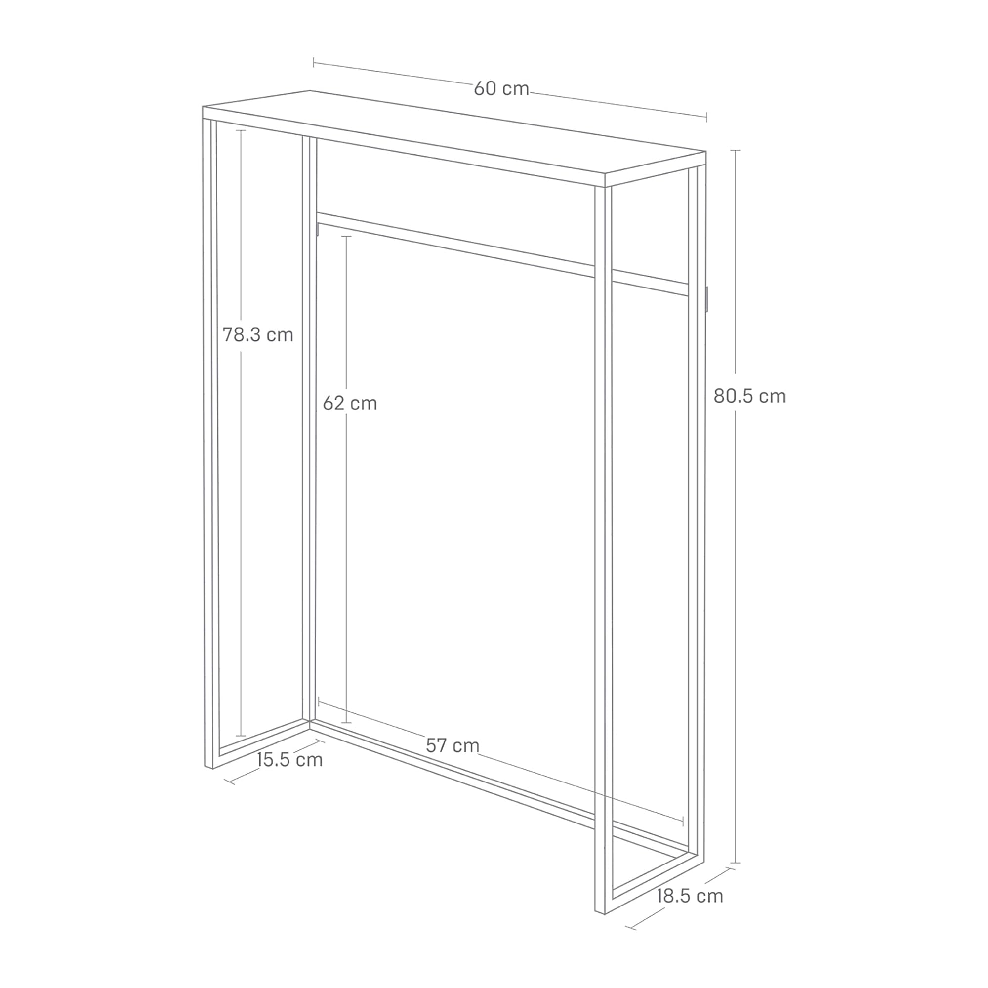 YAMAZAKI 5164 Tower Console Table, White, Steel/Wood, 60 x 18.5 x 80.5 cm