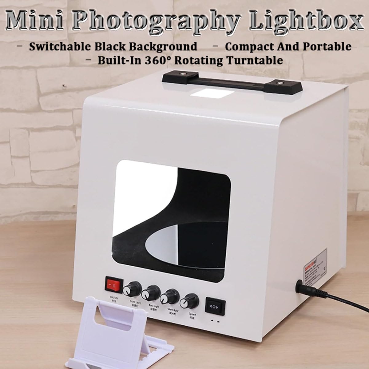 Caja de luz portátil para estudio fotográfico de 22 cm con luz ajustable de 3000 a 5500 K, carpa de luz profesional para fotografía de productos, soporte para colgar o colocar joyas