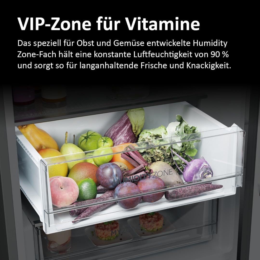 Haier Kühl-Gefrierkombination 3D 60 Serie 5 HTW5618DNMG | 1,85m, No Frost, Ergonomische Gefrierschubladen, Mit Gefrierfach freistehend, Fassungsvermögen 360L, Wi-Fi, Smarte Kühlfächer