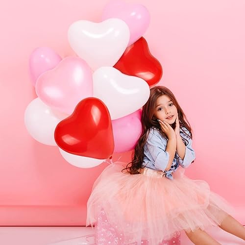 Miniatura 3 de 60 globos de corazón de amor de 10 pulgadas, globos de corazón de látex rojo, rosa y blanco, para el día de San Valentín, boda, aniversario,