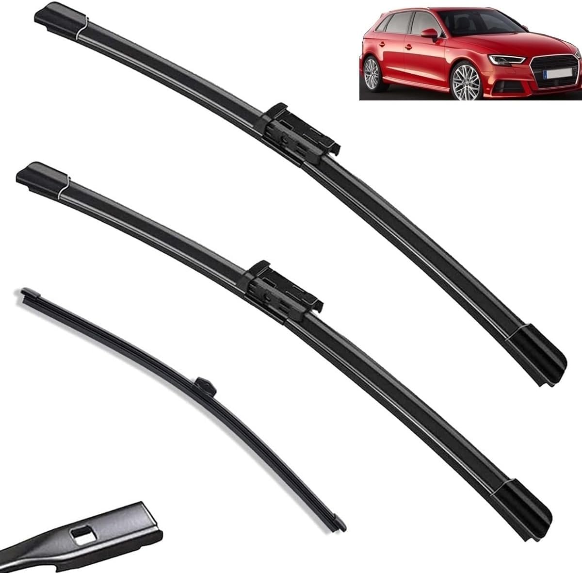 PLAKDFUU Wiper Blades Front Rear Set for Audi A3 / S3 8V 2012-2020 26"+16"+13" - Silent & Streak-Free