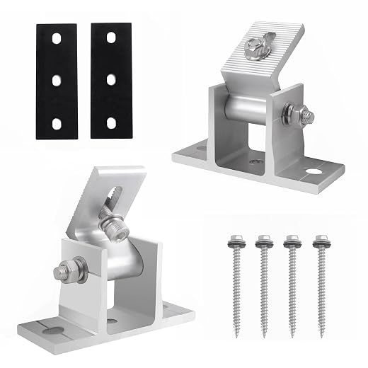 Soporte Panel Solar, Aluminio Herrajes para Soporte Placa Solar Camper Anclaje Estructura Panel Fotovoltaico en Balcon, Caravana, Autocaravanas, Tejado 4 Unidades Plata
