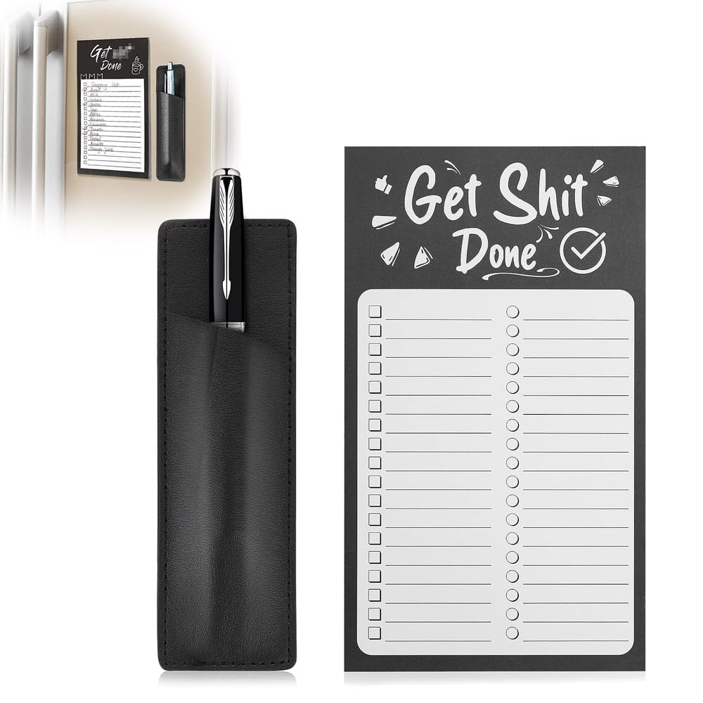 Azonee Magnetic Notepads for Refrigerator, Grocery List Magnet Pad for Fridge, Magnet Notepads for Fridge To Do List Notepad with Magnetic Pen Holder Grocery List Memo Notepad Shopping, 70 Sheets