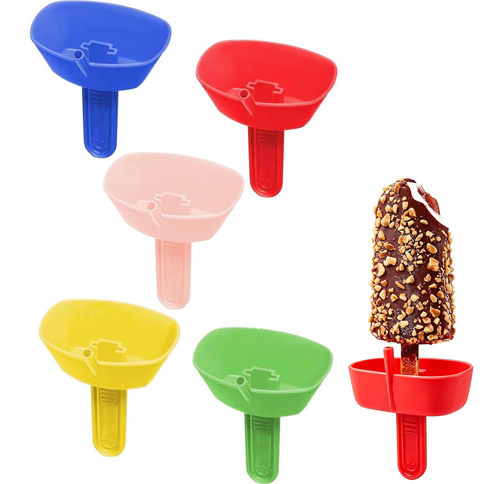 5 Piezas Soporte para Helado Antigoteo, Soporte Antigoteo para Paletas con Pajita, Reutilizable, Ideal para Helados, Paletas y Golosinas Congeladas, Perfecto para Fiesta de Verano