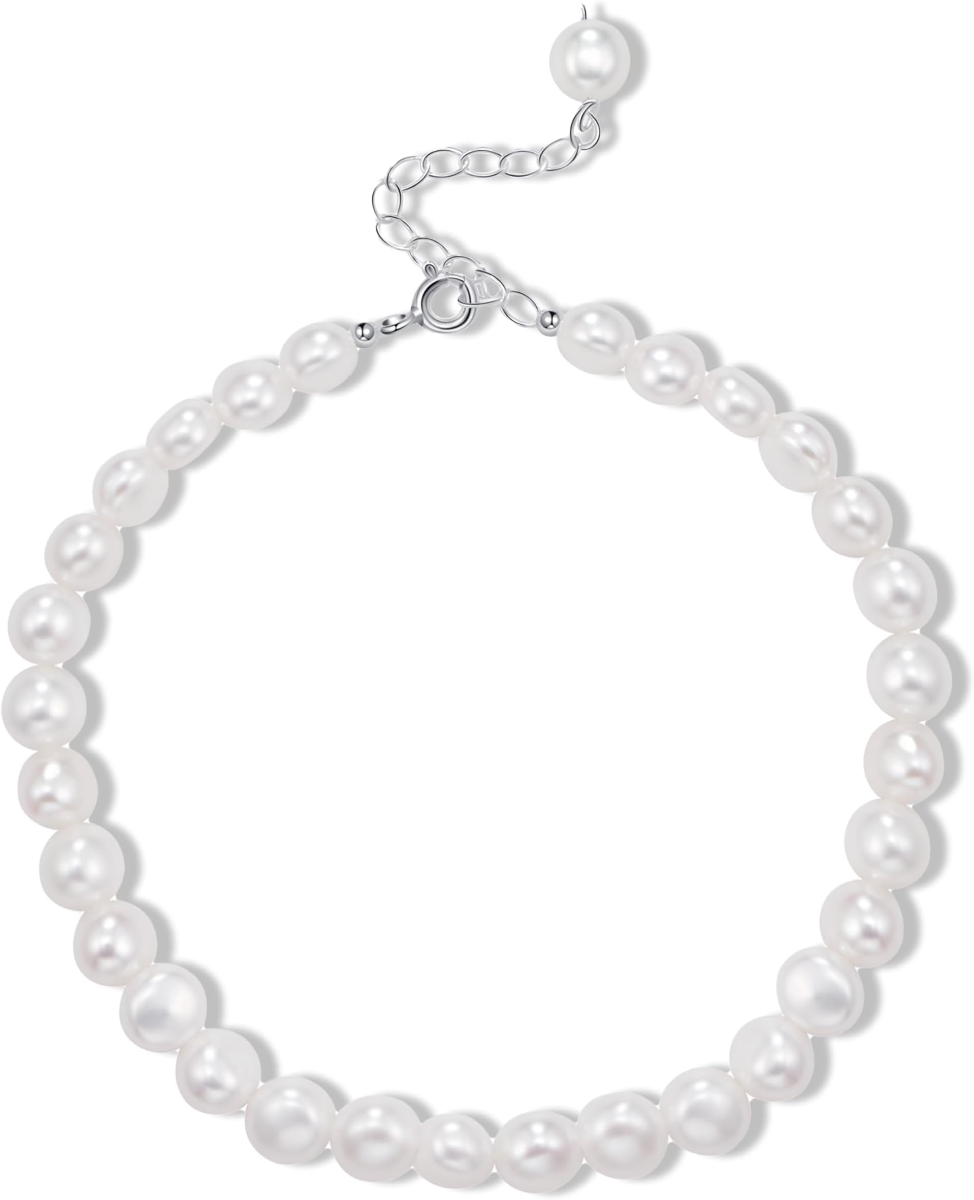 Natural Pearl Bracelets for Women 925 Sterling Silver Bracelets for Women Handmade Jewelry for Women Wife Girls Mom AAA 5-6mm Quality Real Freshwater Pearl
