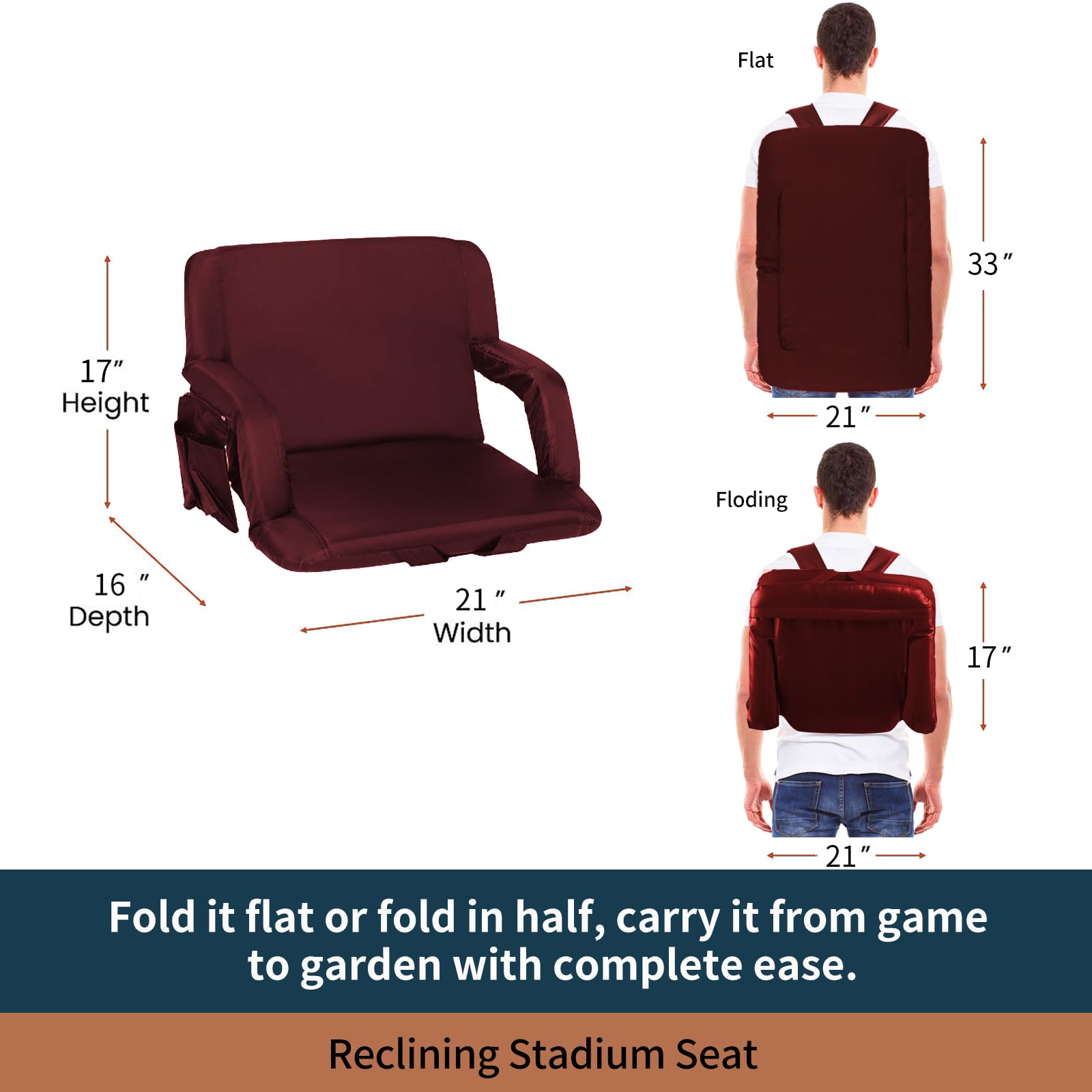 Stadium Seats Seamander Large Size Foldable Stadium Seat Chair For