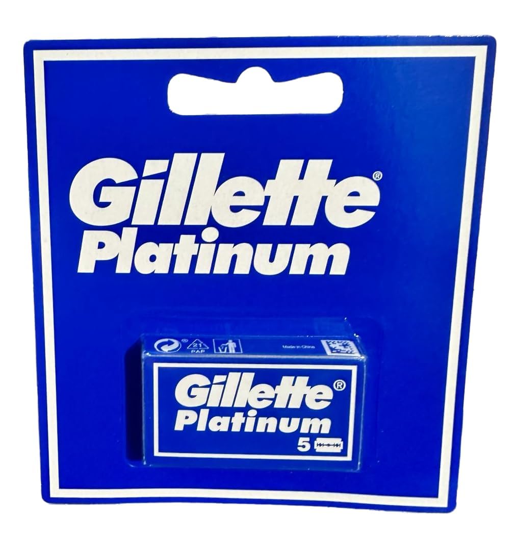 Gillette per Rasoio di Sicurezza, Lamette Barba Platinum con 50 pezzi di Ricambio, Rasatura Profonda e Confortevole in Acciaio Inossidabile e Filo Trattato al Platino