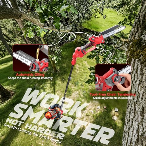 Ecarke 2-in-1 Electric Pole Saw Compatible with Milwaukee 18V Battery, 8 Inch Mini Chainsaw Brushless Tree Trimmer with Extension Pole, 16FT Max Total Reach, Tree Saw for Trimming Pruning (Tool Only) by Ecarke - Image 6