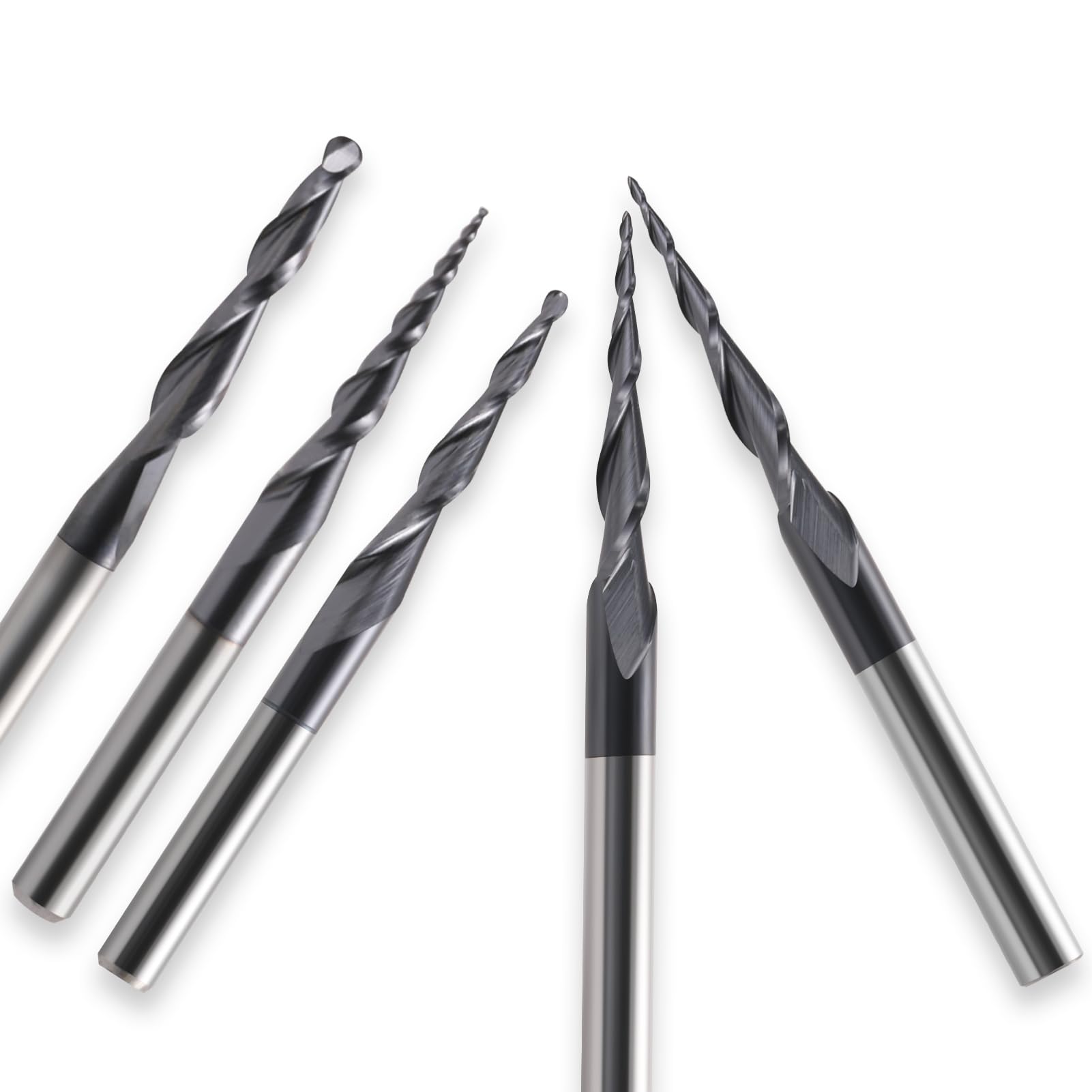 10 sztuk stożkowych frezów trzpieniowych z końcówką kulistą, trzpień 3,175/4/6/8 mm, spiralny frez z węglika spiekanego, frez CNC do grawerowania drewna(8.0xR1.5x60x100L)