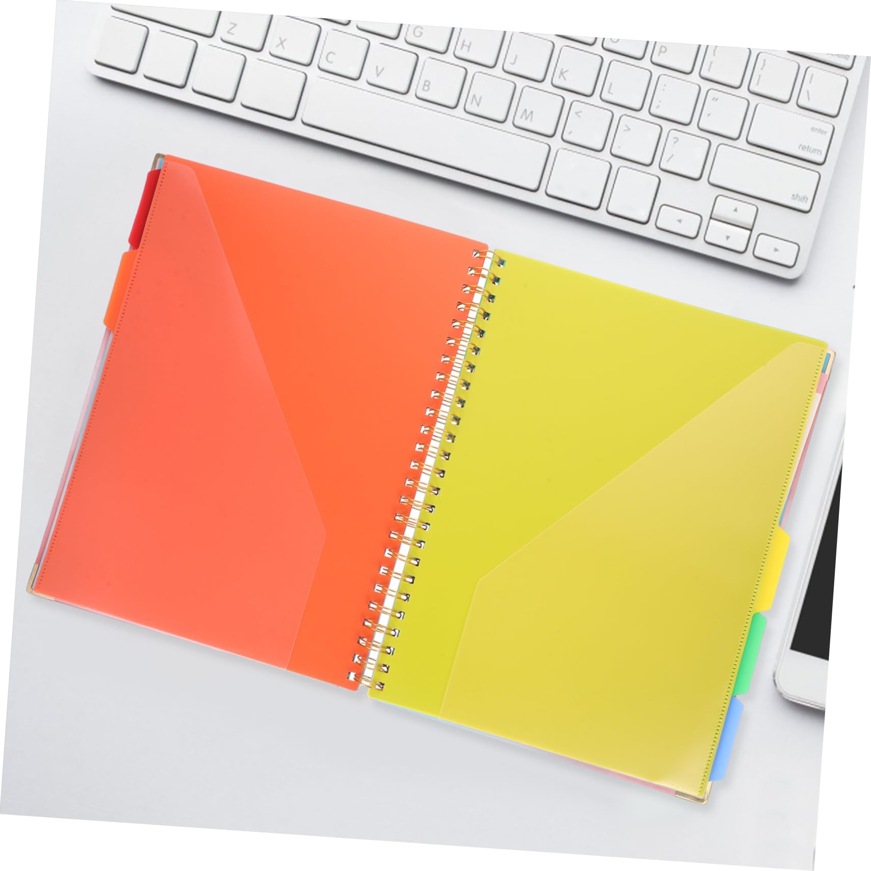 Klemmbrett mit Notizbuch, Spiralförmig, Pvc, Eisen, Büro | Farbige Trennblätter, Innere Schreibblätter, Dokumentenordnung, Leichtes Umblättern, für Büro und Zuhause